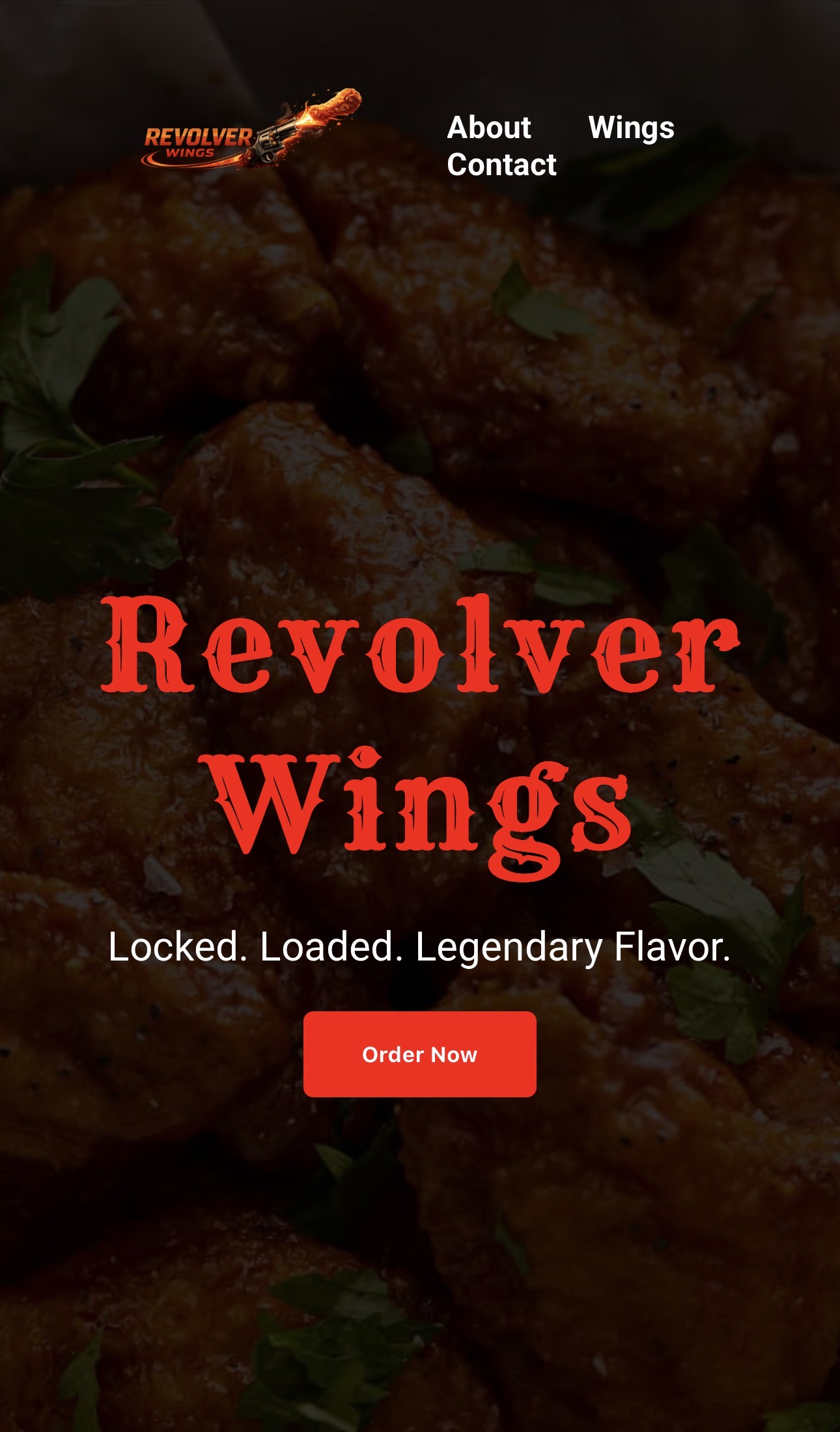 Revolver Wings website preview on mobile phone